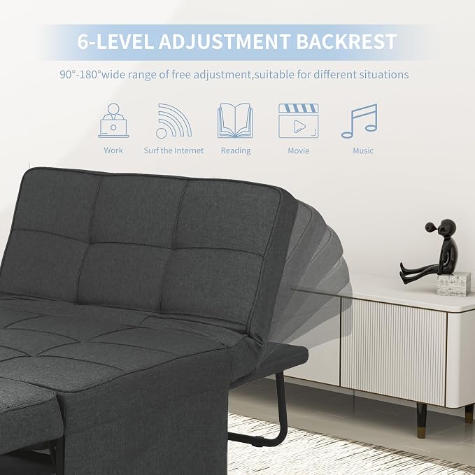 Sofa Bed, 4 in 1 Multi-Function Modern Folding Ottoman Guest Bed - Image 6