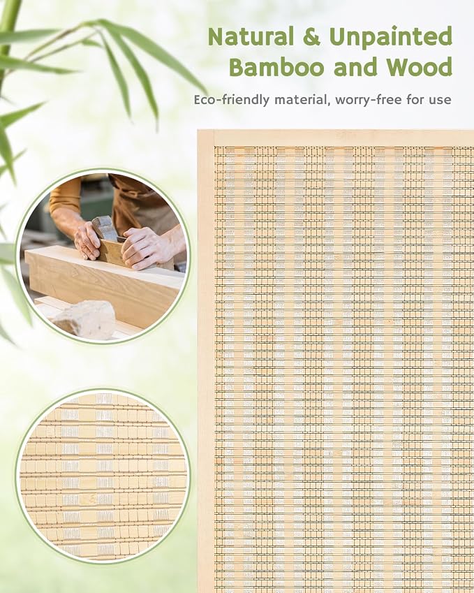 Bamboo Room Divider, 5-Panel Folding Privacy Screen, 6 ft. Tall | 70.9" H x 99" - Image 3