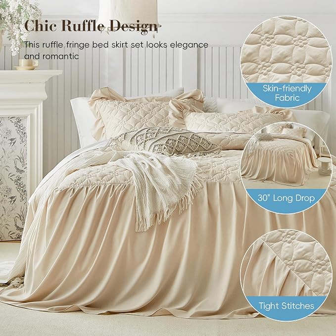 Ruffle Skirt Bedspread Set Flower Style - Image 6