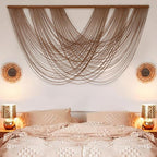 Large Macrame Wall Hanging Brown Die-Dyed 59.00" W x 31.00" L Boho Wall Decor by FLBER