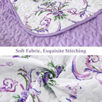 Anibedding Purple Queen Quilt Set, 3 Pieces Floral Pattern Quilts Bedspread | - Image 6