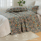 Lady Ann Oversized King Quilt Set, Vibrant Paisley Flowers Pattern Plant - Image 3