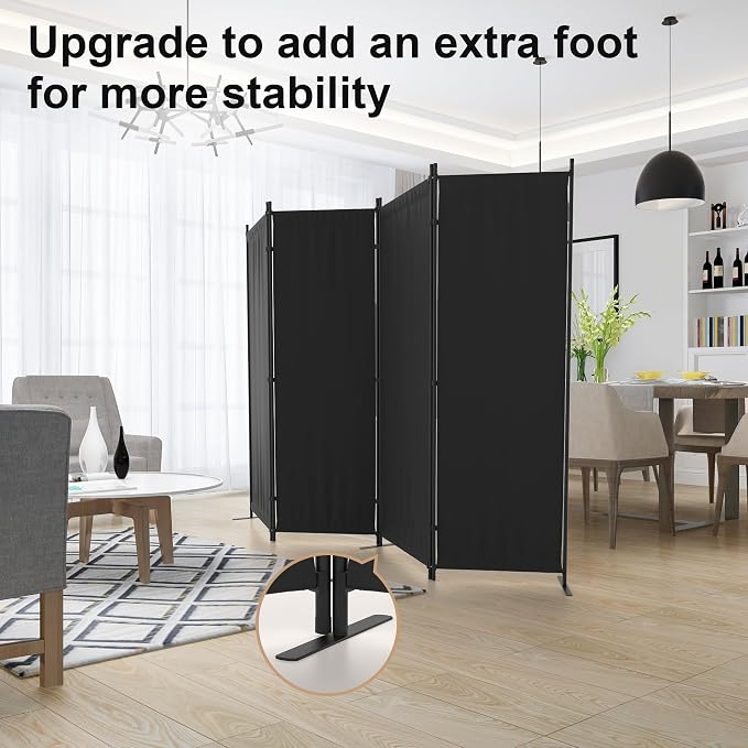 Room Divider, 4 Panel Folding Screen, 88” Portable Separating 3 Feet | - Image 4