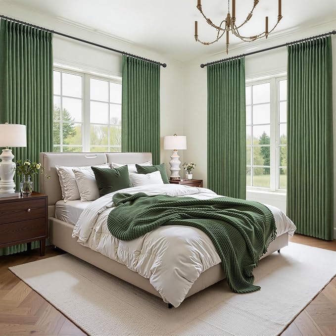 Loden Dual Layer Heavy Linen Blackout Curtains 96 Inches Long 2 Panels - Image 7
