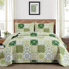 Dobuyly Green Quilt Set King Size, Boho Sage Green Plaid Patchwork Bedspreads by Dobuyly