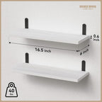 RICHER HOUSE Rustic Wood Floating Shelves, 2-Set Wall Mounted Shelves, 16In | - Image 3