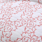 ROOMLIFE Quilt Set Full Size 3D Floral Embroidery Pattern 3-Piece Cotton - Image 7