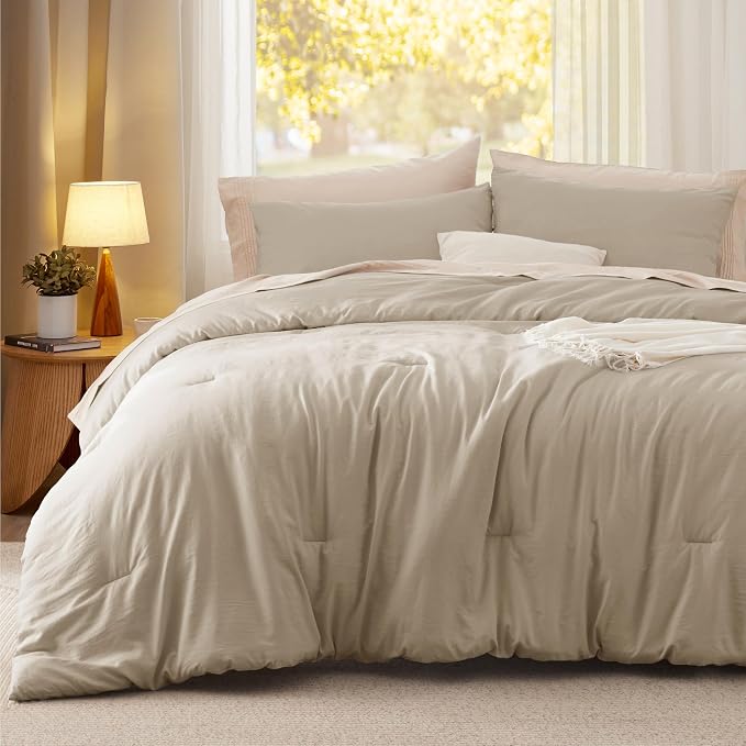 Bedsure King Comforter Set, Sand Soft Prewashed Bedding - Image 2