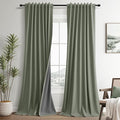 Sage Green Linen 100% Blackout Curtains by Guken