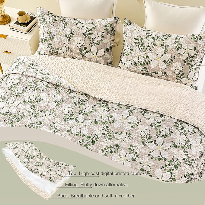 Whale Flotilla Patchwork Quilts Queen Size, Extra Soft Floral Bedspreads | - Image 4