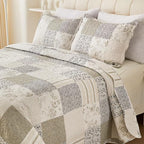 Cmfshape Summer Floral Queen Quilt Set, Reversible Quilted Bedspread - Image 3