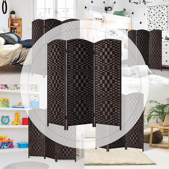 HALLYBEE Short Room Divider Folding Privacy Screens, 3 Panel Dark Mocha | - Image 6