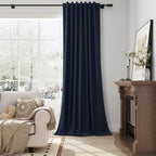 Navy Blue 100% Blackout Linen Curtains - Image 4