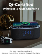 Odokee Qi Certified Wireless Charging Alarm Clock Radio - Image 3