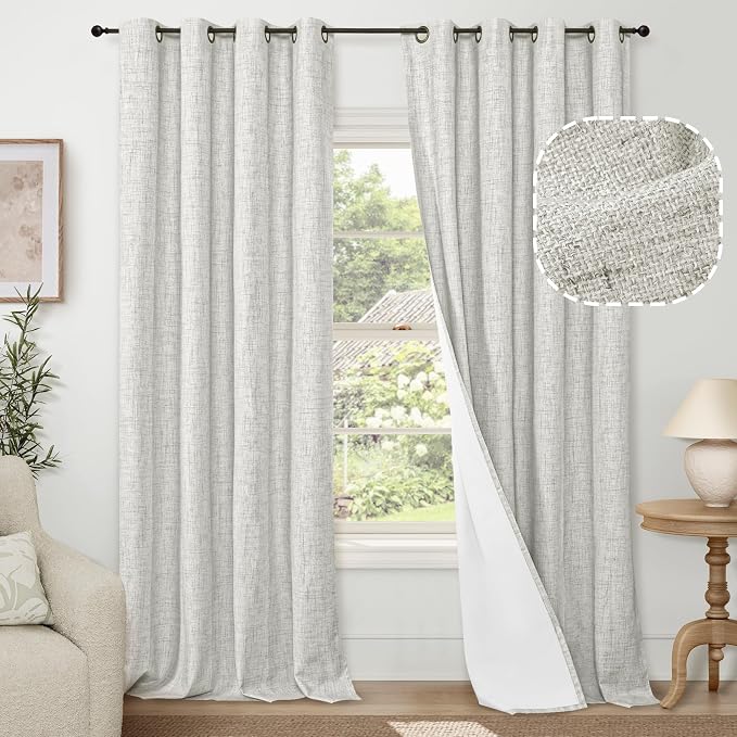 95 Inch Long Light Grey Blackout Curtains by Lajode