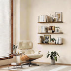 BAYKA Rustic Brown Floating Shelves 22.5in, 3 Pack, Wall Mount Wood Shelf | - Image 2