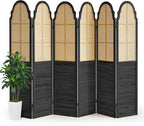 Wood Room Divider 6 Panel, Folding Privacy Screen, Rattan Room Divider Wall by AsNefeli
