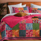 King Quilt Set - Washed Quilted Patchwork Comforter Coverlet, Lightweight by TEXSTEAD