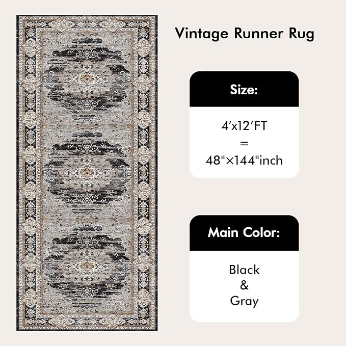 4x12 Washable Hallway Runner Rug - Image 9