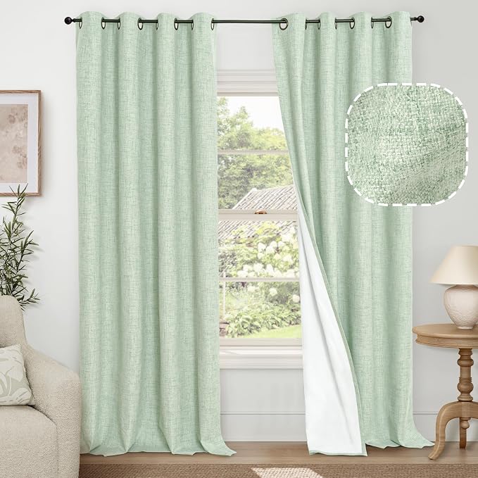 95 Inch Extra Long Sage Blackout Curtains by Lajode
