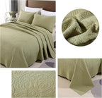 ROOMLIFE Quilt Set Queen Size 3D Floral Embroidery Pattern 3-Piece Cotton - Image 7