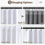Beige White 100% Blackout Linen Curtains 80 Inches Long - Image 3