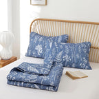 JANZAA Quilt King Size, Infinity Blue Bedspread Floral Bedding Set 3 Pieces | - Image 8