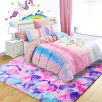 3x5 Tie-Dyed Pink Purple Blue Fluffy Area Rug Non-Slip - Image 3