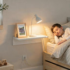 White Floating Nightstand Pine Small Bedside Table Wall Mounted | 16inch Wide - Image 6
