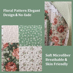 Anibedding Floral Patchwork Quilt Set King Size, Soft Lighweight Farmhouse - Image 3