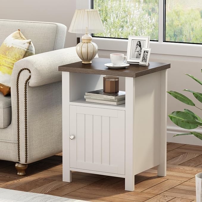 ChooChoo Farmhouse Nightstand, Rustic Vintage End Side Table by ChooChoo