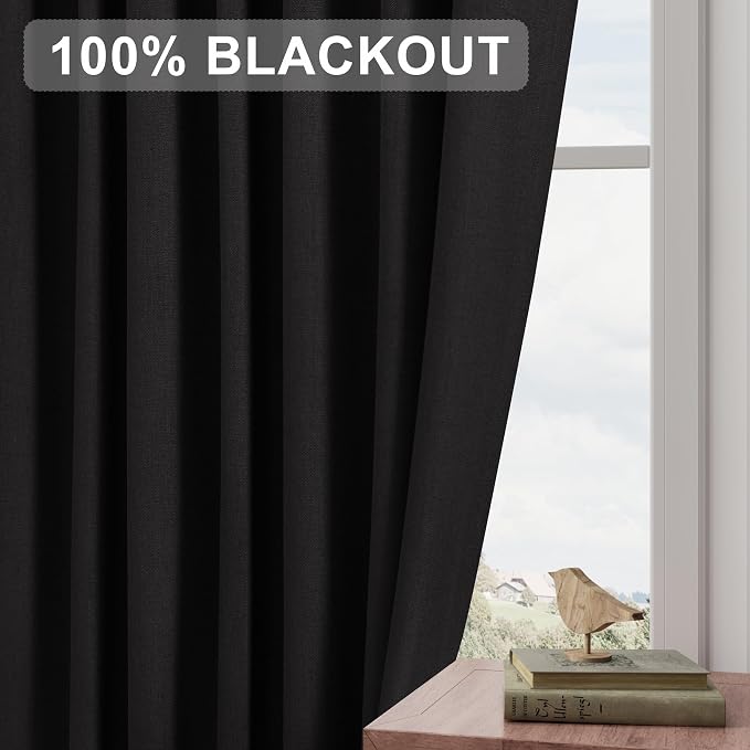 Joywell 100% Blackout Linen Curtains 63 Inches Long - Image 7