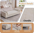 Beige King Size End of Bed Bench, 83 Inch Long Bench - Image 4