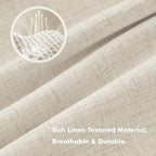 MIULEE 100% Blackout Linen Curtains 42 x 72 Inch Light Ivory 2 Panels | Thermal - Image 3