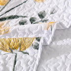 Dinjoy Quilt Set King, Mustard Yellow Floral Bedspread - Image 8