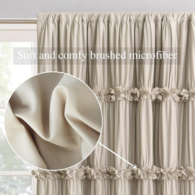 Boho Room Divider Curtains Single Panel, Rustic Rod Pocket Sliding Door Curtains - Image 3