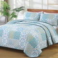 Dobuyly Patchwork Quilt Set King Size, Aqua Blue Boho Summer Bedspreads by Dobuyly