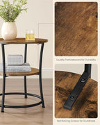 VASAGLE 21.7-Inch Round Side Table, 2-Tier End Table | Nightstand - Image 5