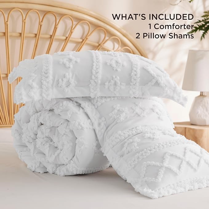 Bedsure Tufted Boho Comforter Set Oversized King - Image 8