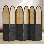 Wood Room Divider 6 Panel, Folding Privacy Screen, Rattan Room Divider Wall - Image 7