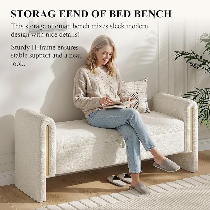 Storage Ottoman Bench, End of Bed Bench - Image 3