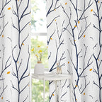 NICETOWN Navy Blue Branch White Curtains - Image 6