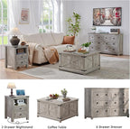 Joaxswe Nightstand with Charging Station and 2 Drawers, Farmhouse | Light Drey - Image 6