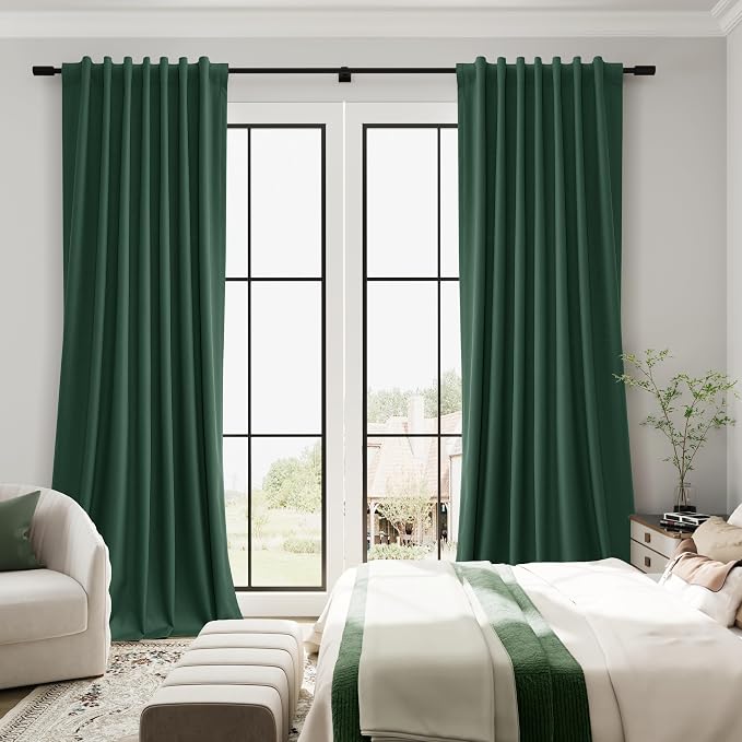 Green Linen 100% Blackout Curtains - Image 5