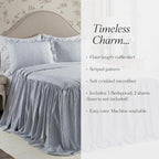 Lush Decor Ticking Stripe Bedspread King Size 3 Piece Set Navy - Image 6