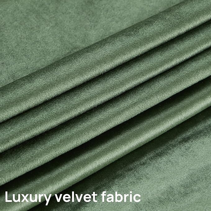 PRIMROSE Emerald Olive Green Velvet Curtains 63 inch Long - Image 8