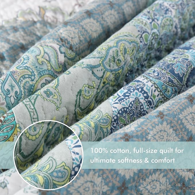 Etwel 100% Cotton Patchwork Queen Size Quilt Set - Image 4