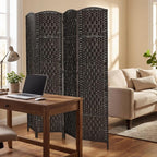 HOMCOM Room Divider 4-Panel, 6FT-Tall Folding Privacy Screen, Coffee | - Image 8