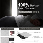 Gray 100% Black Out Linen Curtains 86 Inches Long 2 Panels Set - Image 2