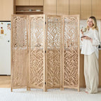 Leaf-Carved Room Divider Privacy Screen - Image 7